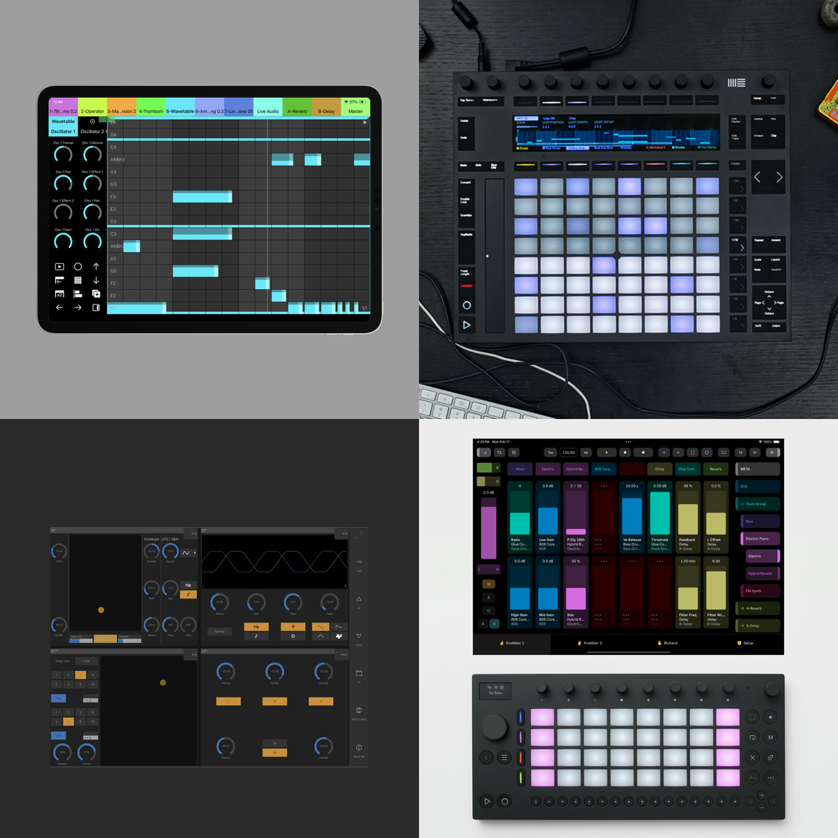 Ableton Push, Move, TouchAble Pro, Tap and Knobber in an Ableton Live controller comparison